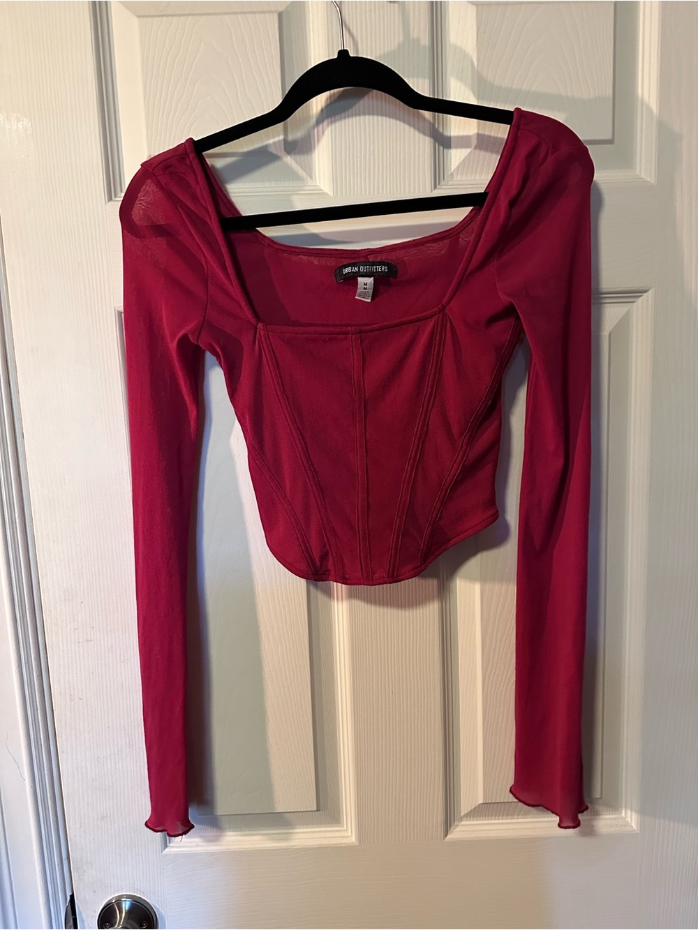 Urban Outfitters Fuchsia Long-Sleeve Corset Top